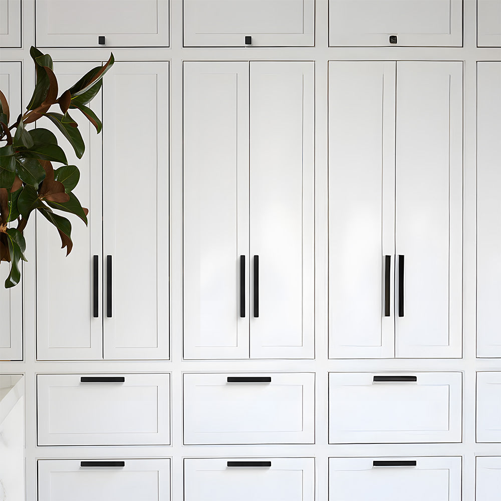 Matte Black Rectangle Shape Kitchen Cabinet Handles and Drawer Pulls by LookiDecor