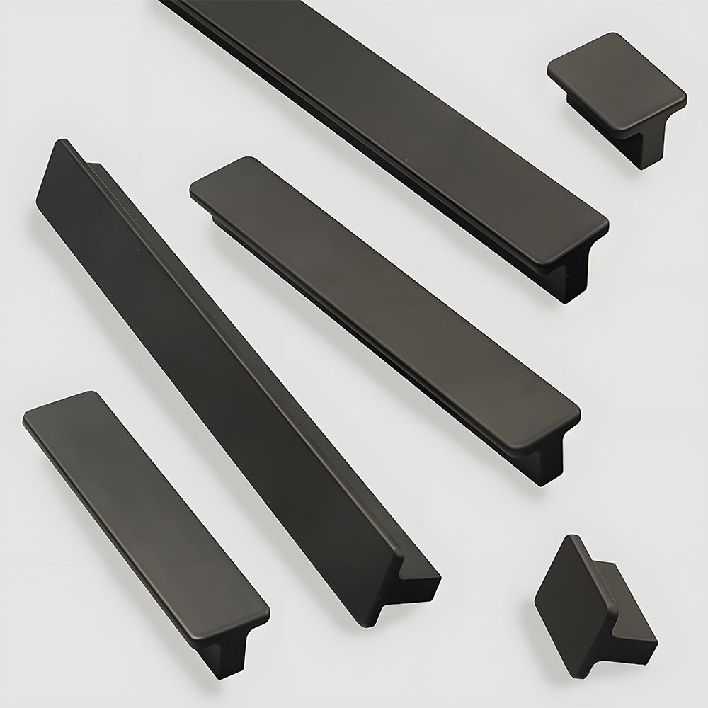 Matte Black Rectangle Shape Kitchen Cabinet Handles and Drawer Pulls by LookiDecor