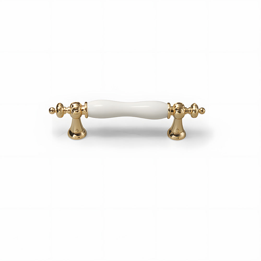 Retro White Ceramic Satin Finish Cabinet Drawer Bar Handles by LookiDecor