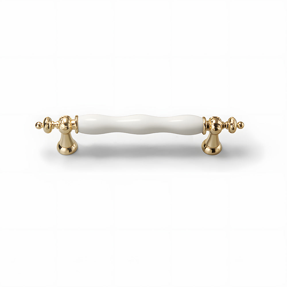 Retro White Ceramic Satin Finish Cabinet Drawer Bar Handles by LookiDecor