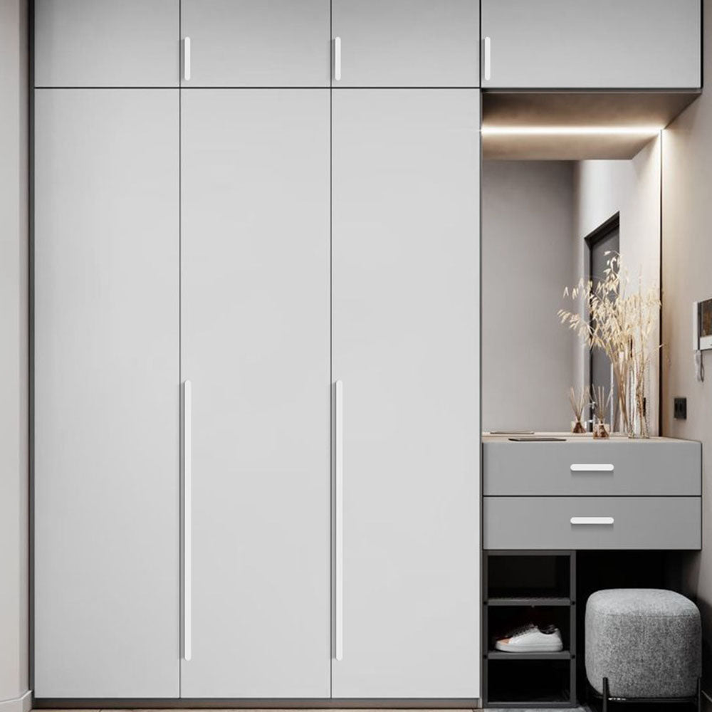Large White Aluminum Cabinet Handles and Drawer Pulls for Bedroom by LookiDecor
