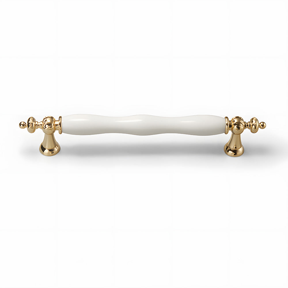 Retro White Ceramic Satin Finish Cabinet Drawer Bar Handles by LookiDecor