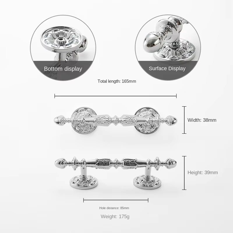 Polished Silver Cabinet Handles and Knobs French Door Pulls by LookiDecor