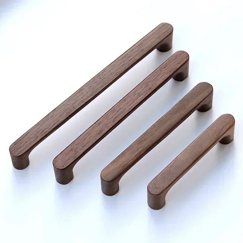 Minimalist Walnut Wood Cabinet Handles Drawer Pulls by LookiDecor