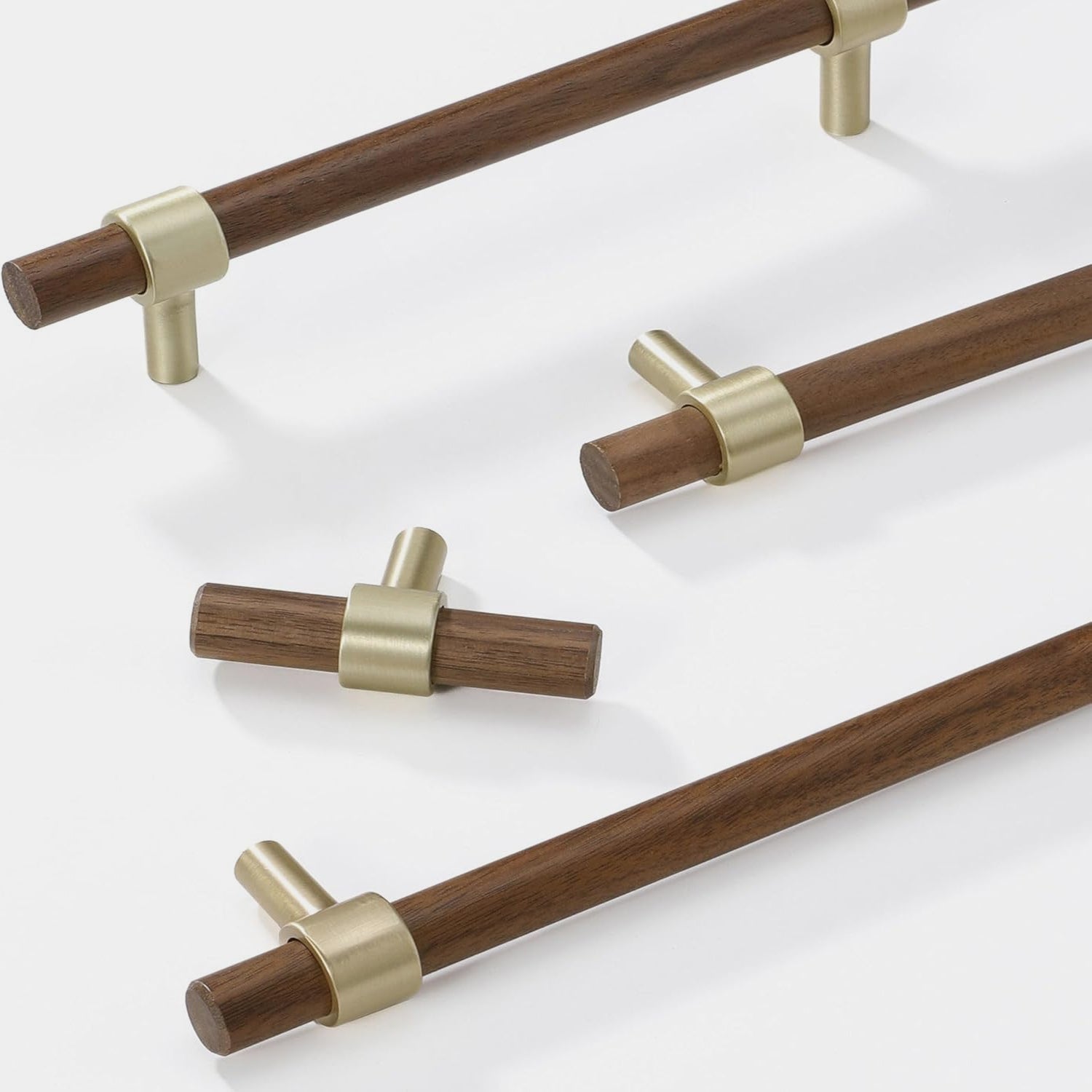 Vintage Wooden Brass Kitchen Cabinet Pulls and Handles by LookiDecor