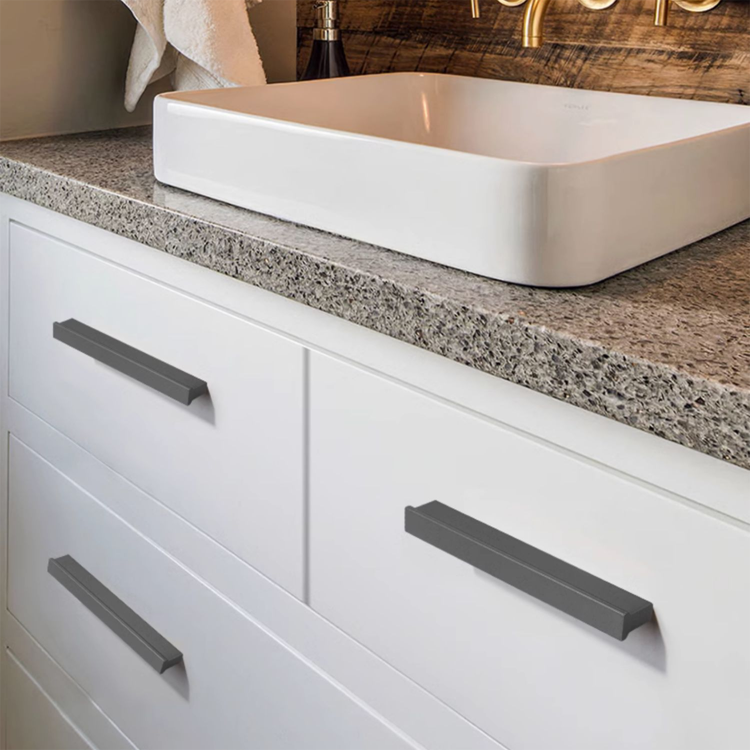 Dark Grey Aluminum Alloy Bedroom Drawer Pulls Pulls by LookiDecor