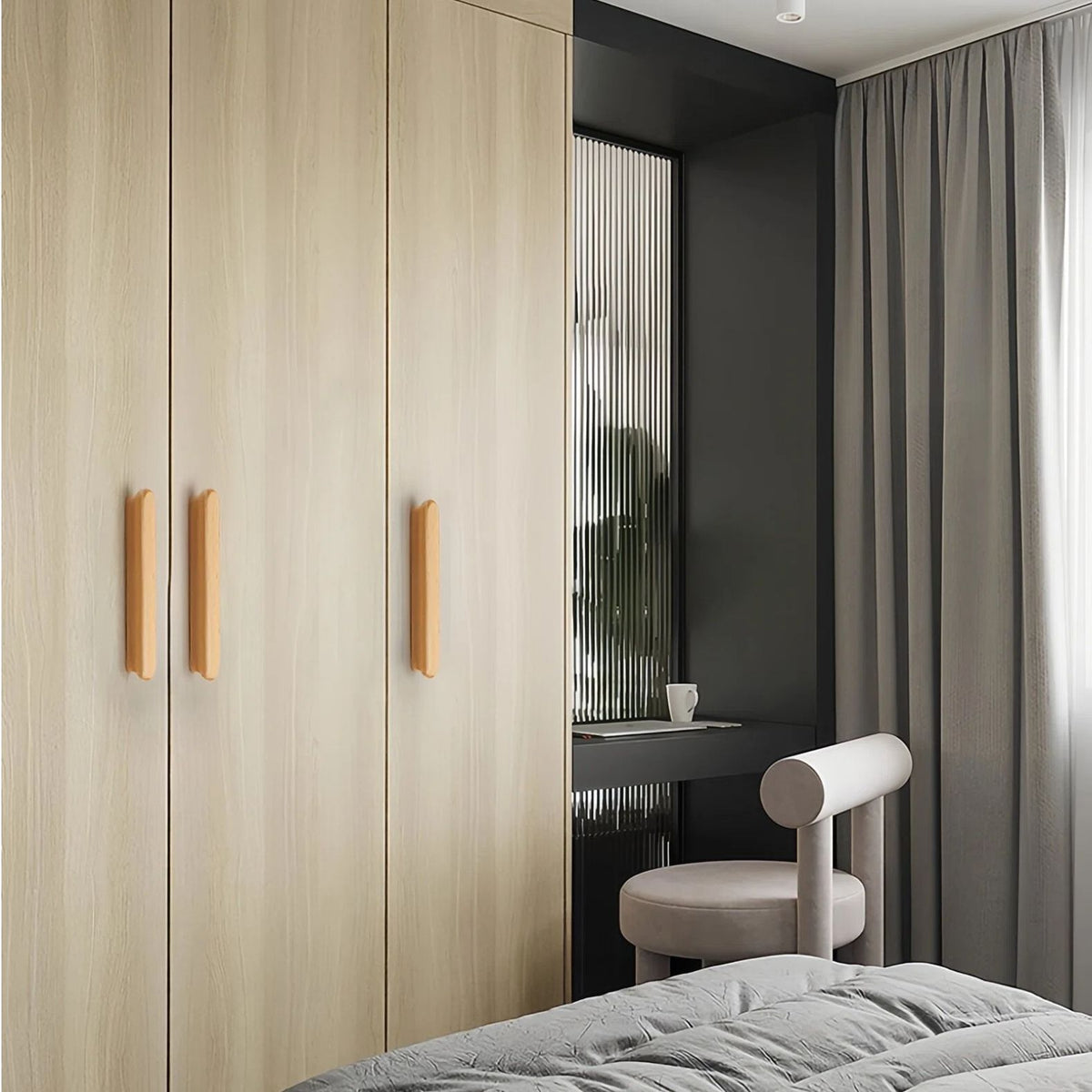Modern Beech Cabinet Pulls for Kitchens by LookiDecor