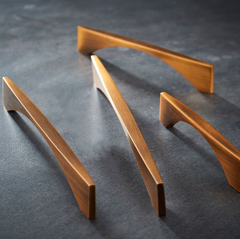 Aluminum Alloy Brushed Brass Bow Pull Cabinet Handles for Kitchens by LookiDecor