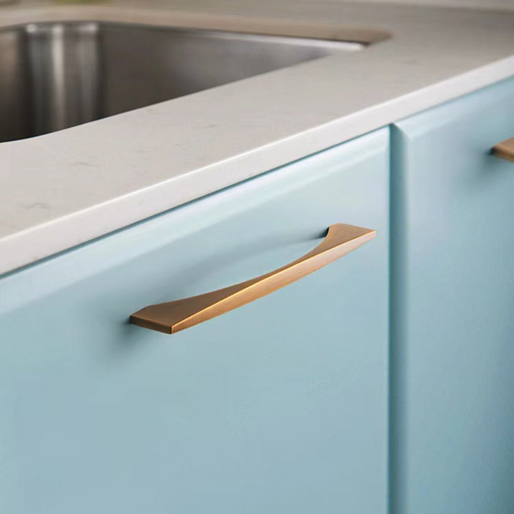 Aluminum Alloy Brushed Brass Bow Pull Cabinet Handles for Kitchens by LookiDecor