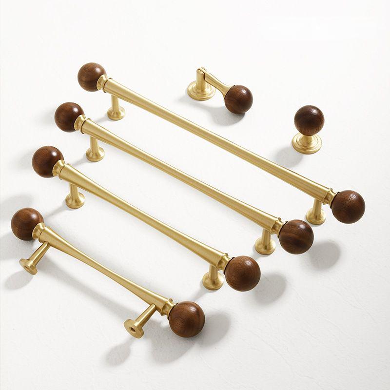Vintage Walnut Brass Gold Cabinet Handles and Drawer Pulls by LookiDecor