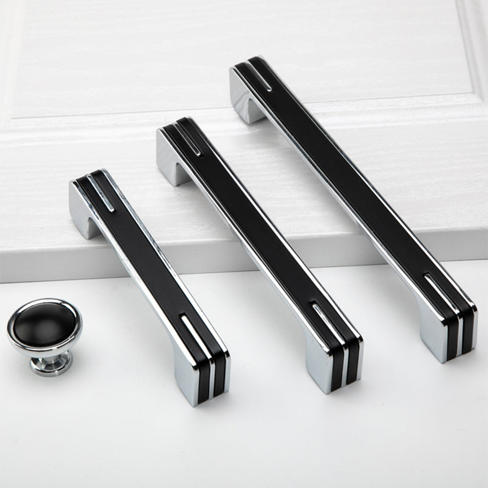 Modern Black and Chrome Kitchen Cabinet Handles by LookiDecor