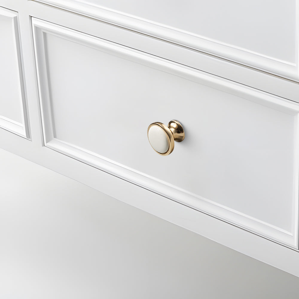 Retro White Ceramic Satin Finish Cabinet Drawer Bar Handles by LookiDecor