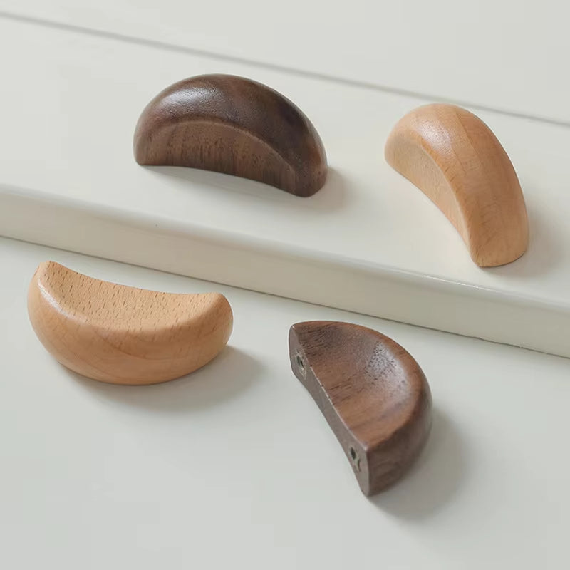 Modern Wooden Cabinet Handles Simple Solid Wood Closets Pulls by LookiDecor