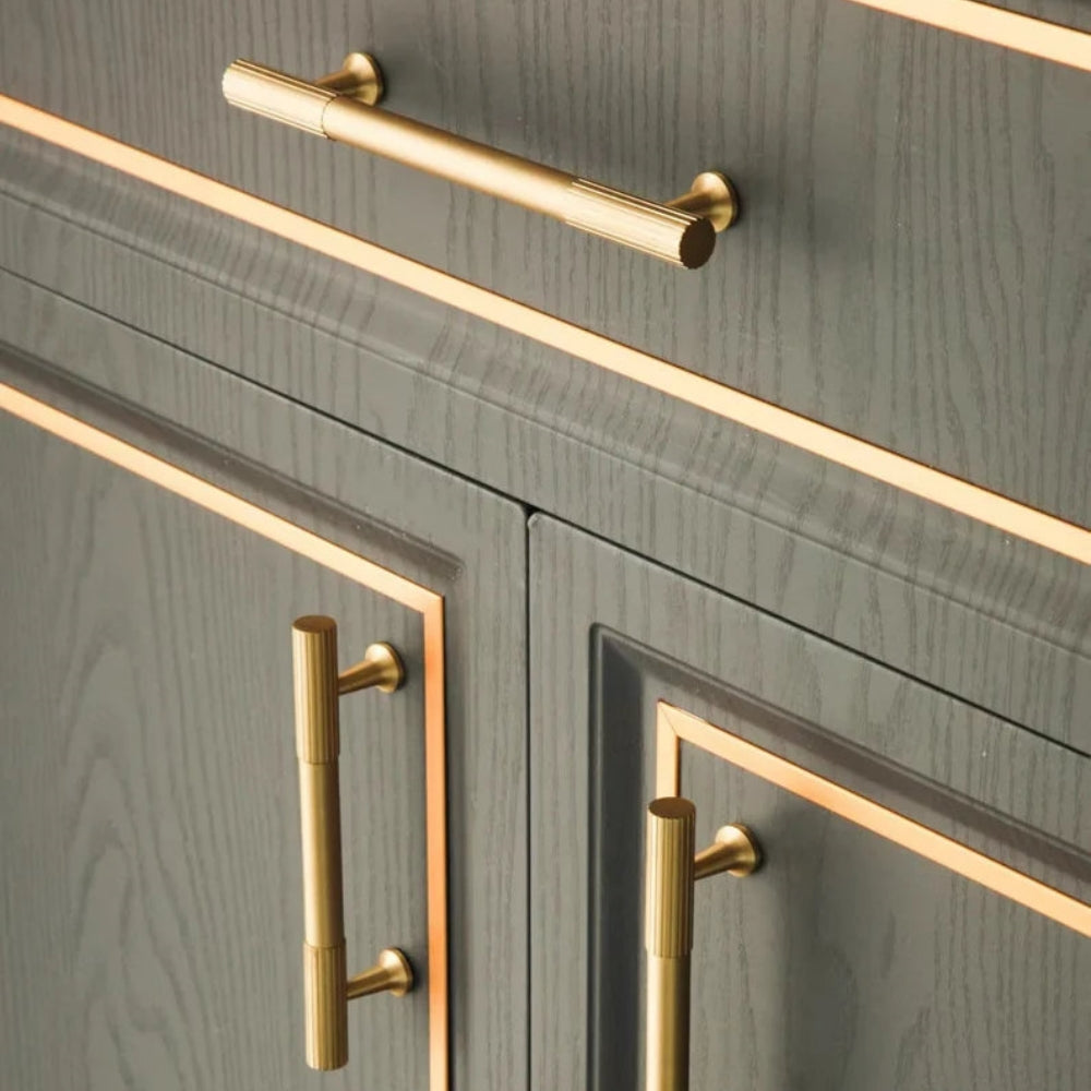 Gold Polished Finish Lines Style Cabinet T Bar Handle by LookiDecor