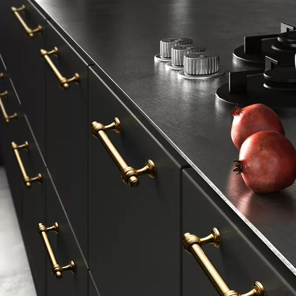 Brushed Gold Polished Bar Cabinet Handles for Kitchens by LookiDecor