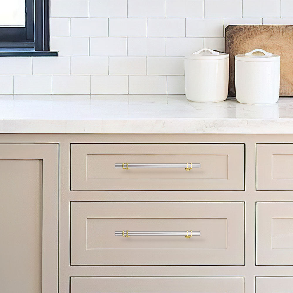 Silver Gold Zinc Alloy Cabinet Drawer Bar Pull Handle by LookiDecor