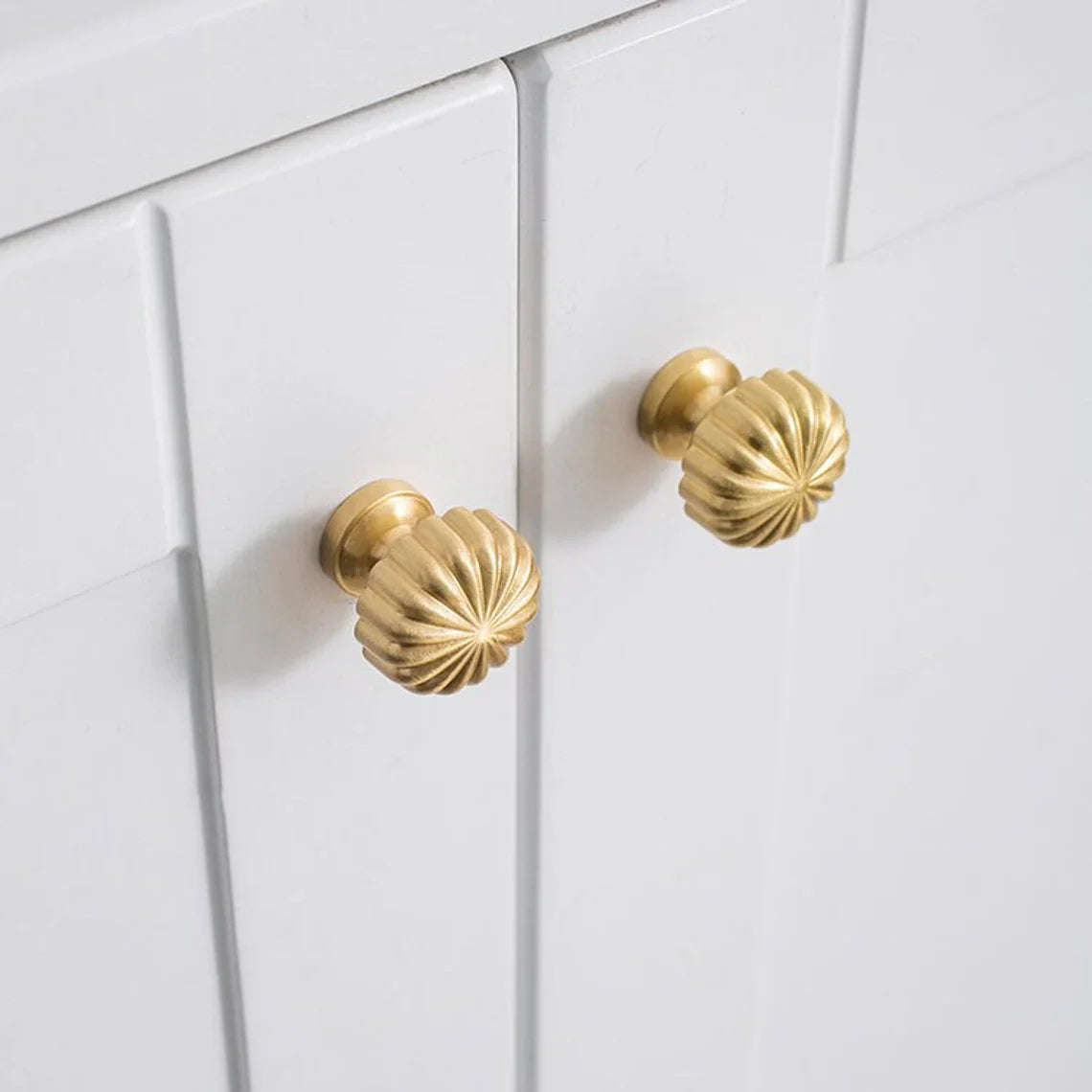 Gold Solid Brass Pumpkin Shape Kitchen Cabinet Knobs by LookiDecor