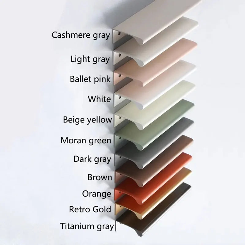 Colorful Invisible Edge Pull Handles Aluminum Drawer Closets Pulls by LookiDecor