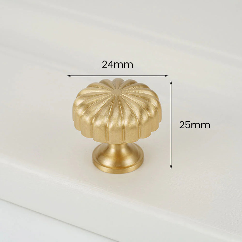 Gold Solid Brass Pumpkin Shape Kitchen Cabinet Knobs by LookiDecor