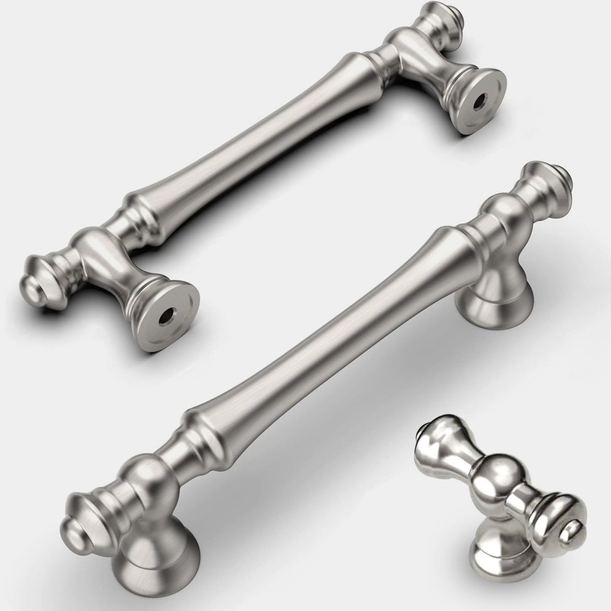 Silver Polished Bar Cabinet Handles and Drawer Pulls Handles for Kitchens by LookiDecor