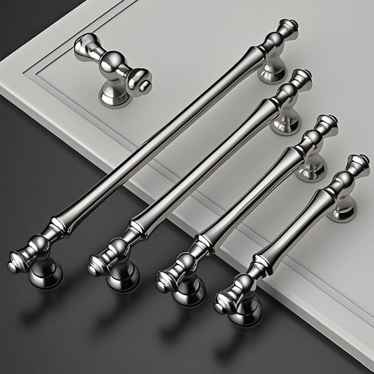 Silver Polished Bar Cabinet Handles and Drawer Pulls Handles for Kitchens by LookiDecor