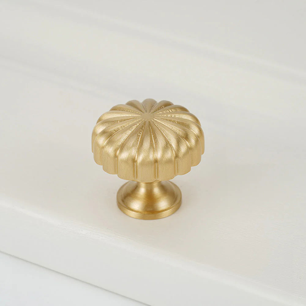 Gold Solid Brass Pumpkin Shape Kitchen Cabinet Knobs by LookiDecor