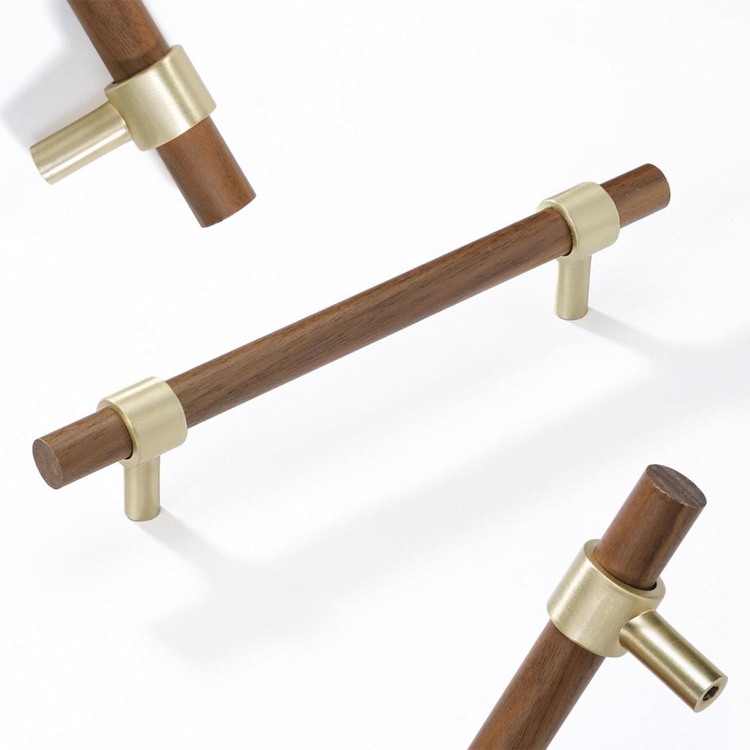Vintage Wooden Brass Kitchen Cabinet Pulls and Handles by LookiDecor