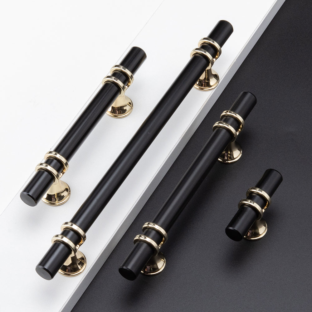 Black Gold Zinc Alloy Kitchen Bar Handles for Cabinets by LookiDecor
