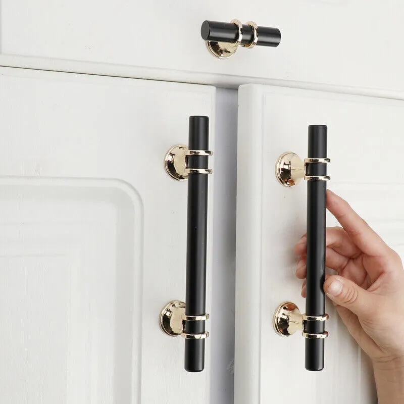 Black Gold Zinc Alloy Kitchen Bar Handles for Cabinets by LookiDecor