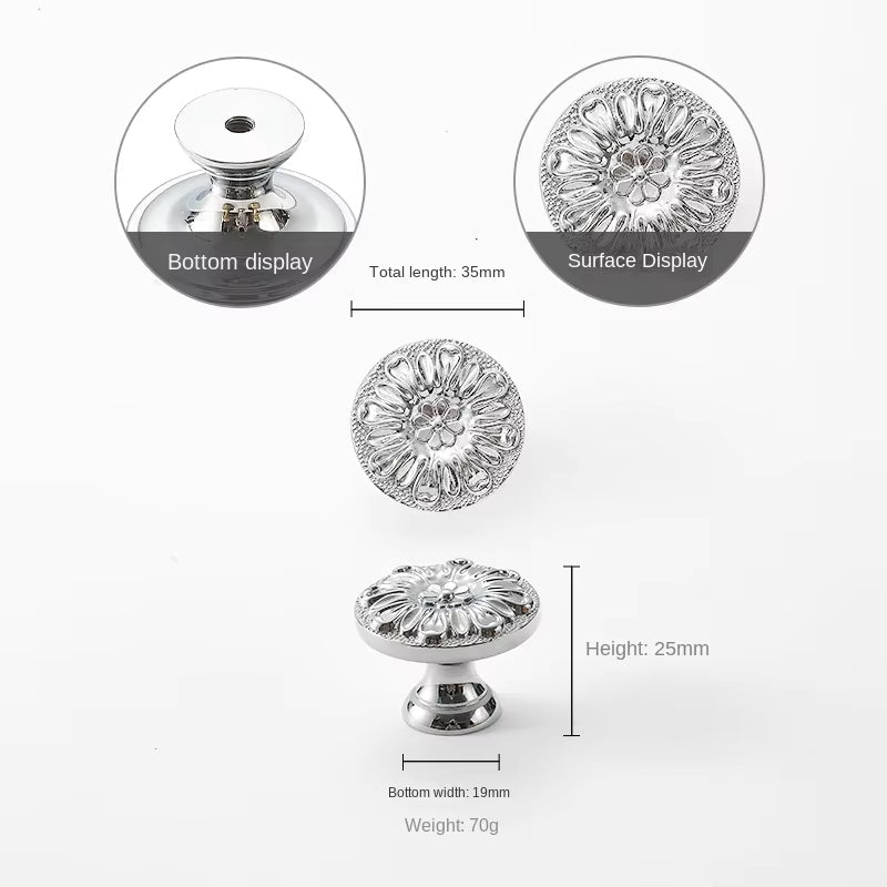 Polished Silver Cabinet Handles and Knobs French Door Pulls by LookiDecor