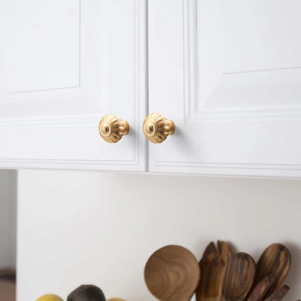 Gold Solid Brass Pumpkin Shape Kitchen Cabinet Knobs by LookiDecor