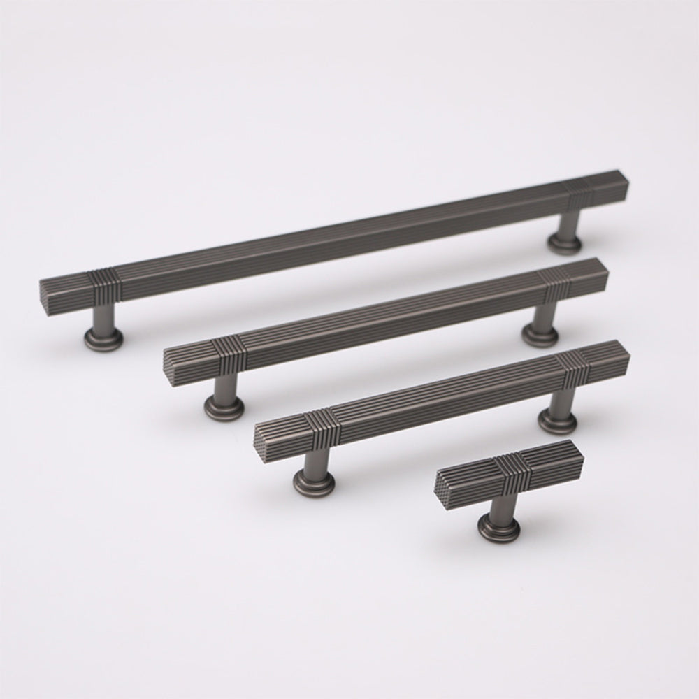 Black Knurled Kitchen Cabinet T Bar Shaped Handles by LookiDecor