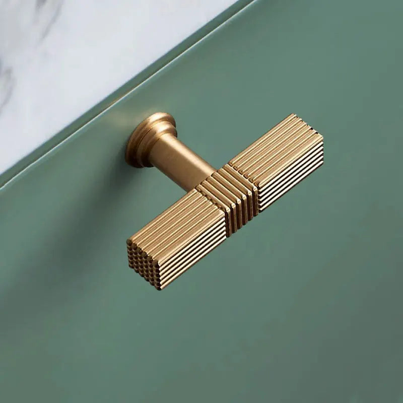 Gold Stain Finish Knurled Design Kitchen Cabinet Bar Pull Handles by LookiDecor