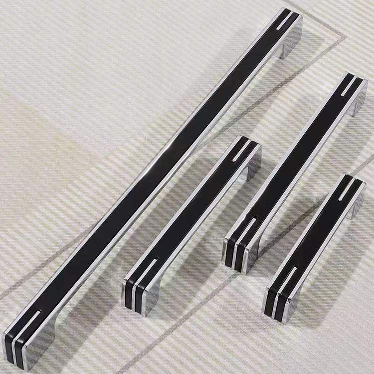 Modern Black and Chrome Kitchen Cabinet Handles by LookiDecor