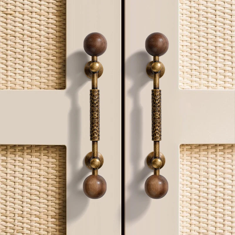 Vintage Walnut Cabinet Handles for Kitchens and Closets by LookiDecor