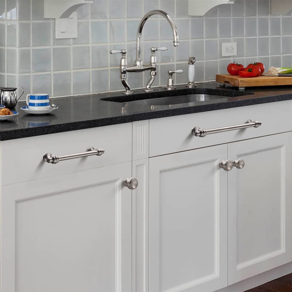 Brushed Nickel Zinc Alloy Bar Cabinet Handles Pulls by LookiDecor