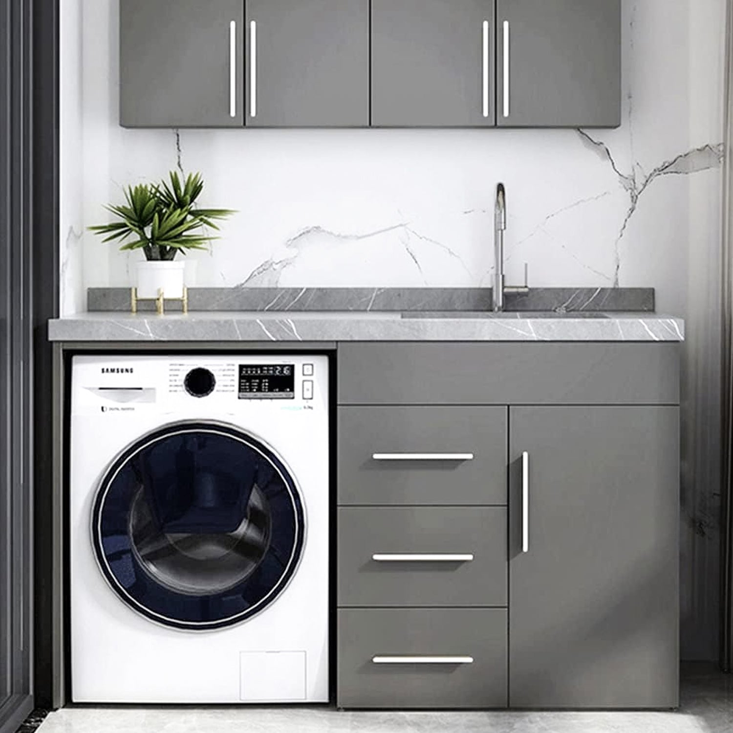 Large White Aluminum Cabinet Handles and Drawer Pulls for Bedroom by LookiDecor