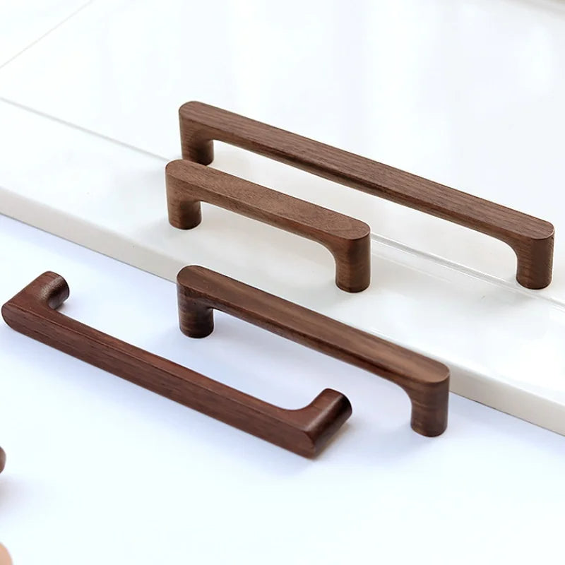 Minimalist Walnut Wood Cabinet Handles Drawer Pulls by LookiDecor