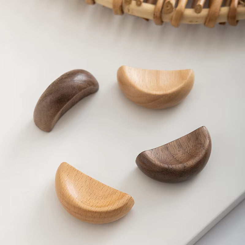 Modern Wooden Cabinet Handles Simple Solid Wood Closets Pulls by LookiDecor