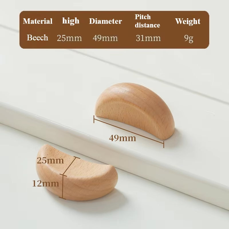 Modern Wooden Cabinet Handles Simple Solid Wood Closets Pulls by LookiDecor