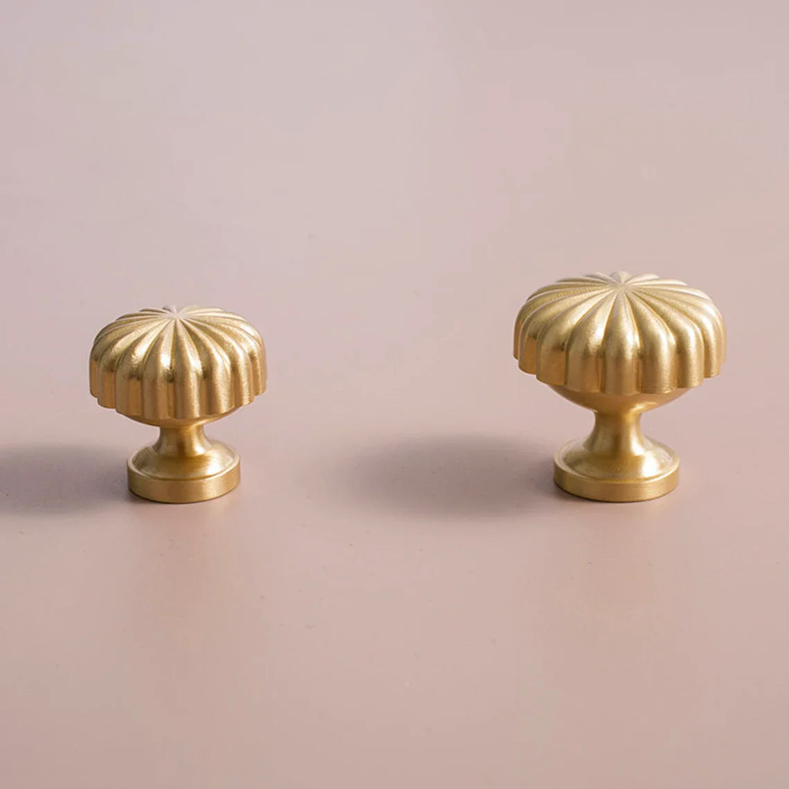Gold Solid Brass Pumpkin Shape Kitchen Cabinet Knobs by LookiDecor