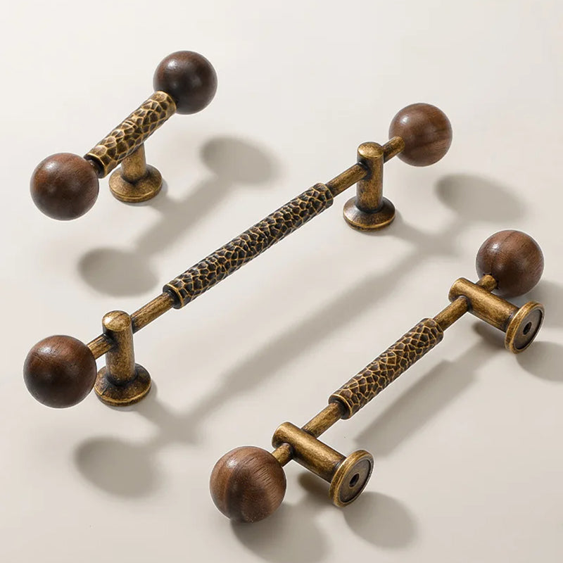 Vintage Walnut Cabinet Handles for Kitchens and Closets by LookiDecor