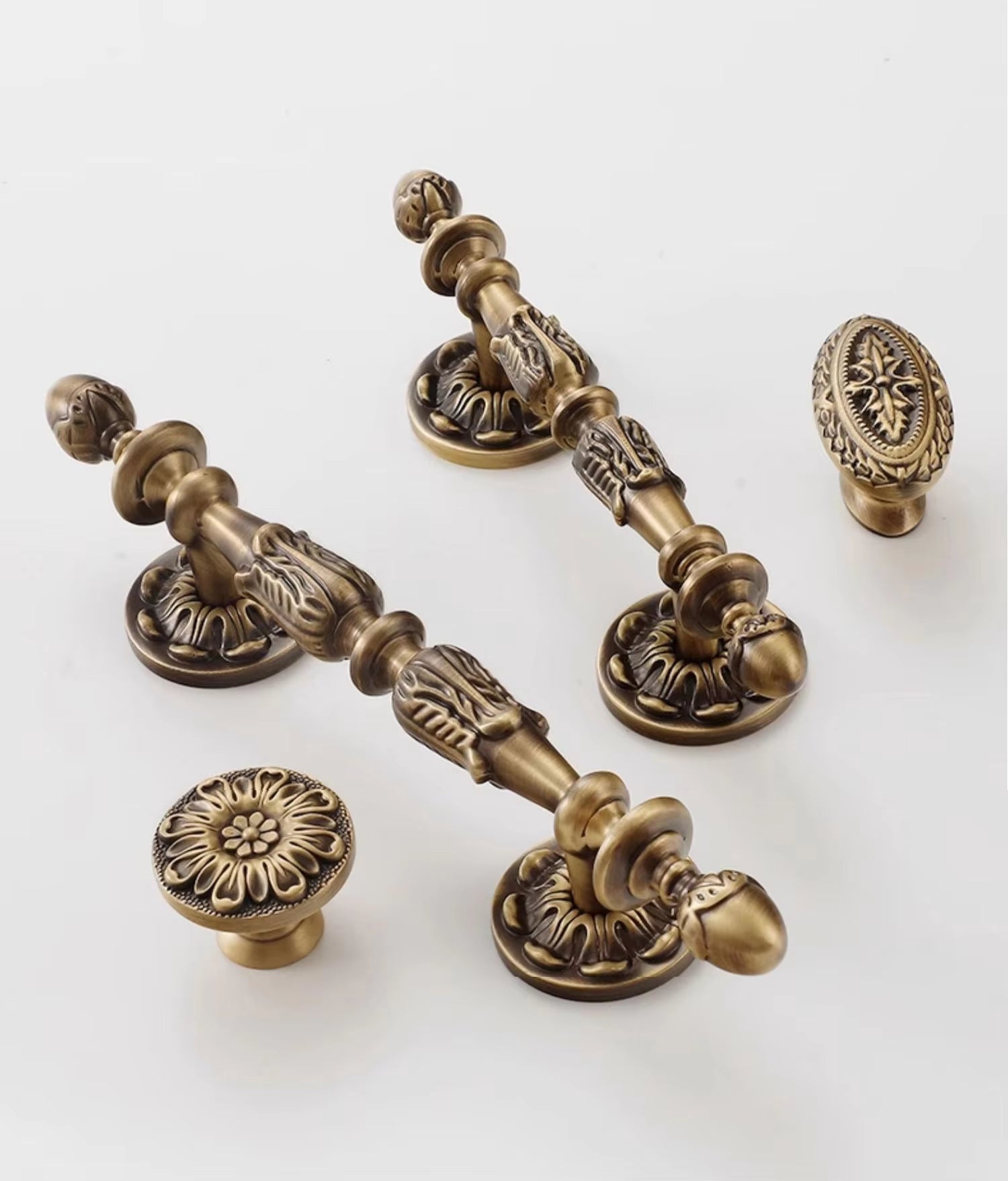 Antique Bronze French Cabinet Handles and Knobs Vintage Door Pulls by LookiDecor