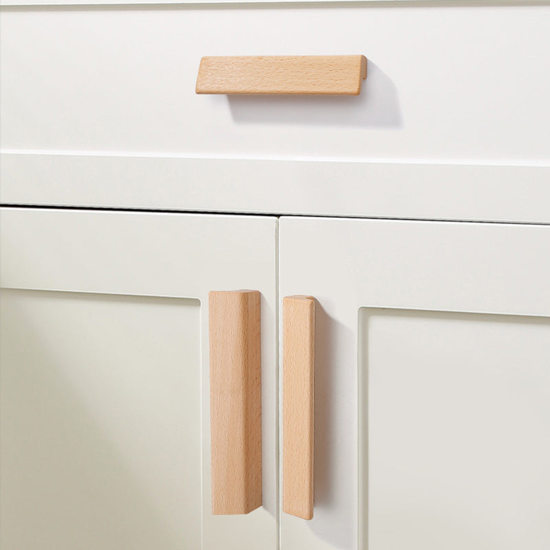 Natural Beech Wooden Cabinet Handles Closets Drawer Pulls by LookiDecor