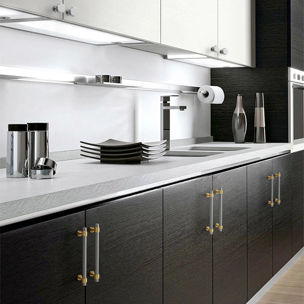 Modern Silver Stain Finish Kitchen Cabinet T Bar Handles Pulls by LookiDecor