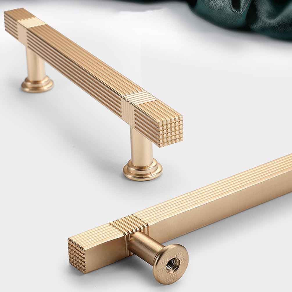 Gold Stain Finish Knurled Design Kitchen Cabinet Bar Pull Handles by LookiDecor