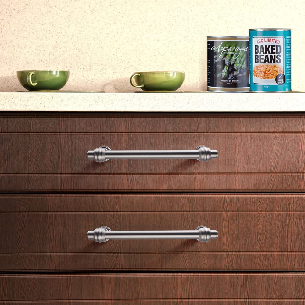 Silver Zinc Alloy Polished Bar Kitchen Cabinet Handles by LookiDecor