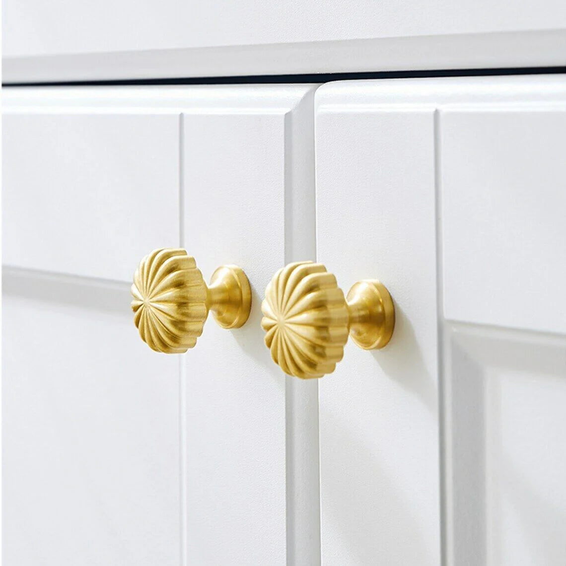 Gold Solid Brass Pumpkin Shape Kitchen Cabinet Knobs by LookiDecor