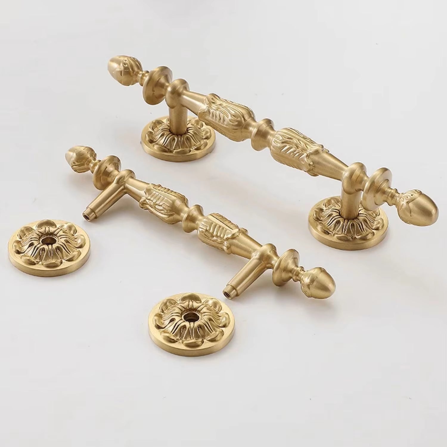 Vintage French Brushed Gold Brass Cabinet Pulls and Door Handles for Furniture by LookiDecor