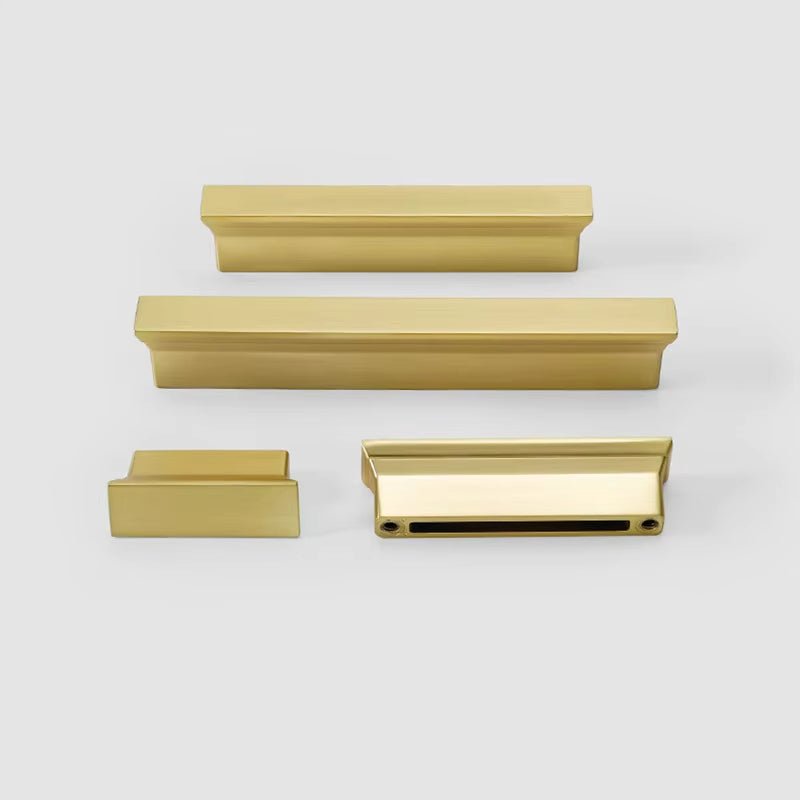 Brushed Gold Zinc Alloy Trapezoid Cabinet Handles Closets Cabinets Drawer Pulls by LookiDecor